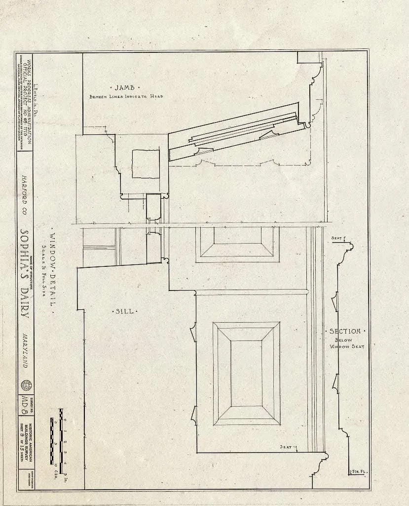 Historic Pictoric : Blueprint HABS MD,BELCA,1- (Sheet 9 of 15) - Sophia's Dairy, Pulaski Highway Vicinity, Belcamp, Harford County, MD 24in x 30in