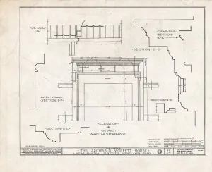 Historic Pictoric : Blueprint HABS NJ,8-MANT.V,1- (Sheet 11 of 17) - Archibald Moffett House, Mantua, Gloucester County, NJ 14in x 11in