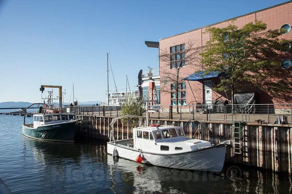 Historic Pictoric Photo - Boats in a Cove Along Lake Champlain in Burlington, Vermont- Fine Art Photo Reporduction 12in x 08in