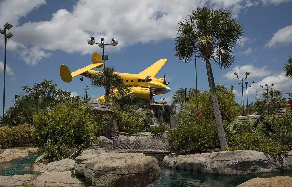 Historic Pictoric Photo - Crashing Plane (not Really!) at MayDay Golf, a Miniature Golf Amusement site in North Myrtle Beach, South Carolina- Fine Art Photo Reporduction 12in x 08in
