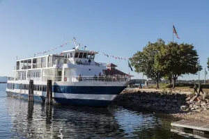 Historic Pictoric Photo - The Spirit of Ethan Allen III, a Tour Boat docked at The Burlington, Vermont, Waterfront- Fine Art Photo Reporduction 24in x 16in