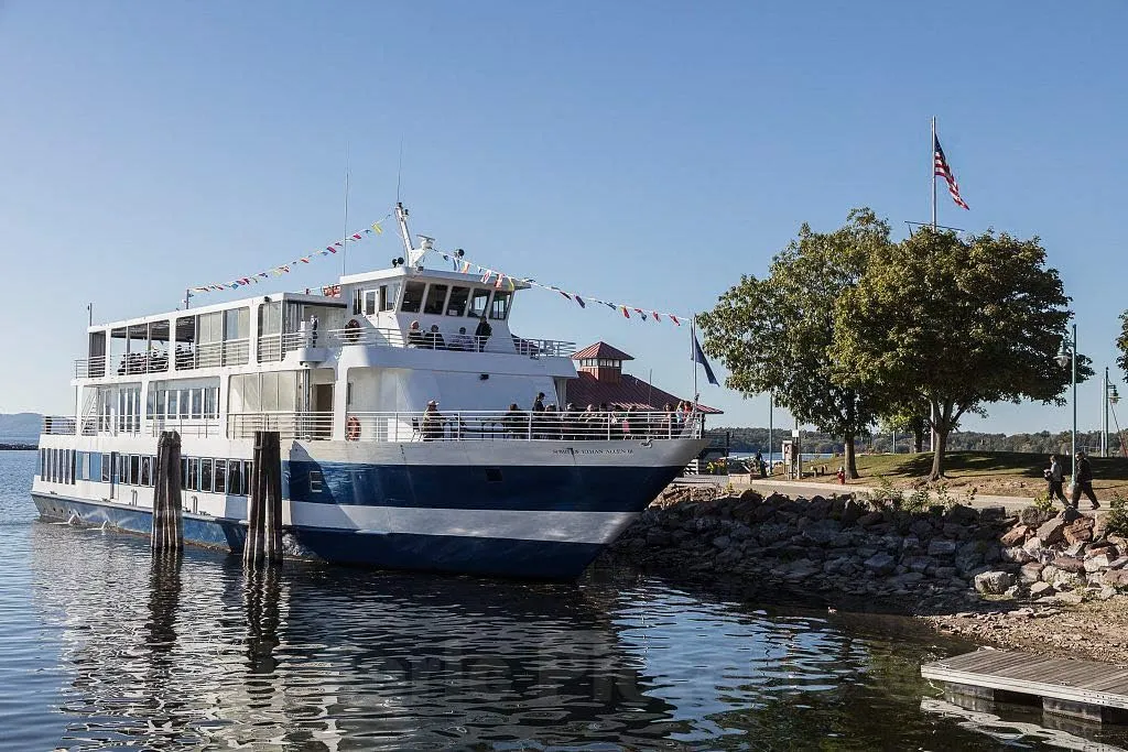 Historic Pictoric Photo - The Spirit of Ethan Allen III, a Tour Boat docked at The Burlington, Vermont, Waterfront- Fine Art Photo Reporduction 24in x 16in