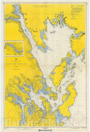 Historic Pictoric Vintage Map - Calais to West Quoddy Head, 1957 Nautical NOAA Chart - Maine (ME) - Vintage Wall Art - 24in x 36in