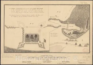 Historical Map, 1876 [Fort Moultrie, Charlestown, South Carolina], Vintage Wall Art : 34in x 24in