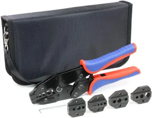 HKS Coax Ratchet Crimping Tool Set for Coaxial RG Cable RF Connector with 5 Changeable Dies