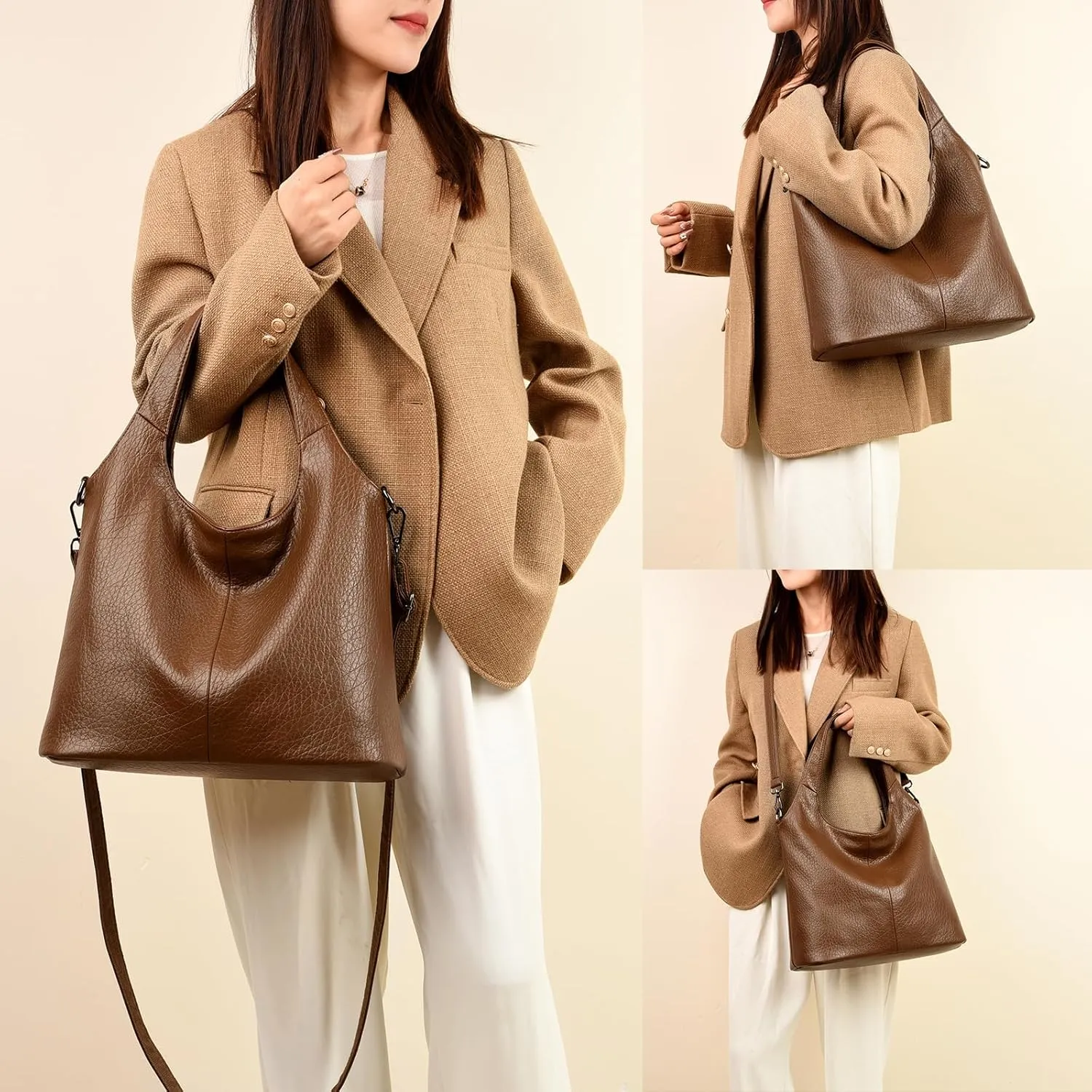 Hobo Bags for Women Soft PU Leather Designer Shoulder Purses Ladies Top Handle Handbag