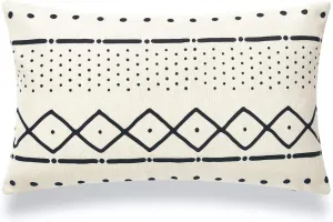 Hofdeco Decorative Lumbar Pillow Case African Mud Cloth Print Bogolan Pattern Heavy Weight Fabric Cushion Cover 20x12 Inches (Pattern E)