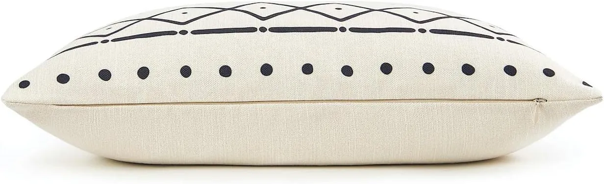 Hofdeco Decorative Lumbar Pillow Case African Mud Cloth Print Bogolan Pattern Heavy Weight Fabric Cushion Cover 20x12 Inches (Pattern E)