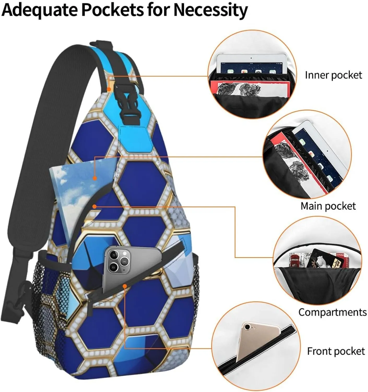 Hong Kong Print Small Backpack Sling Bag For Women Men, Chest Bag Daypack Crossbody For Travel Sport
