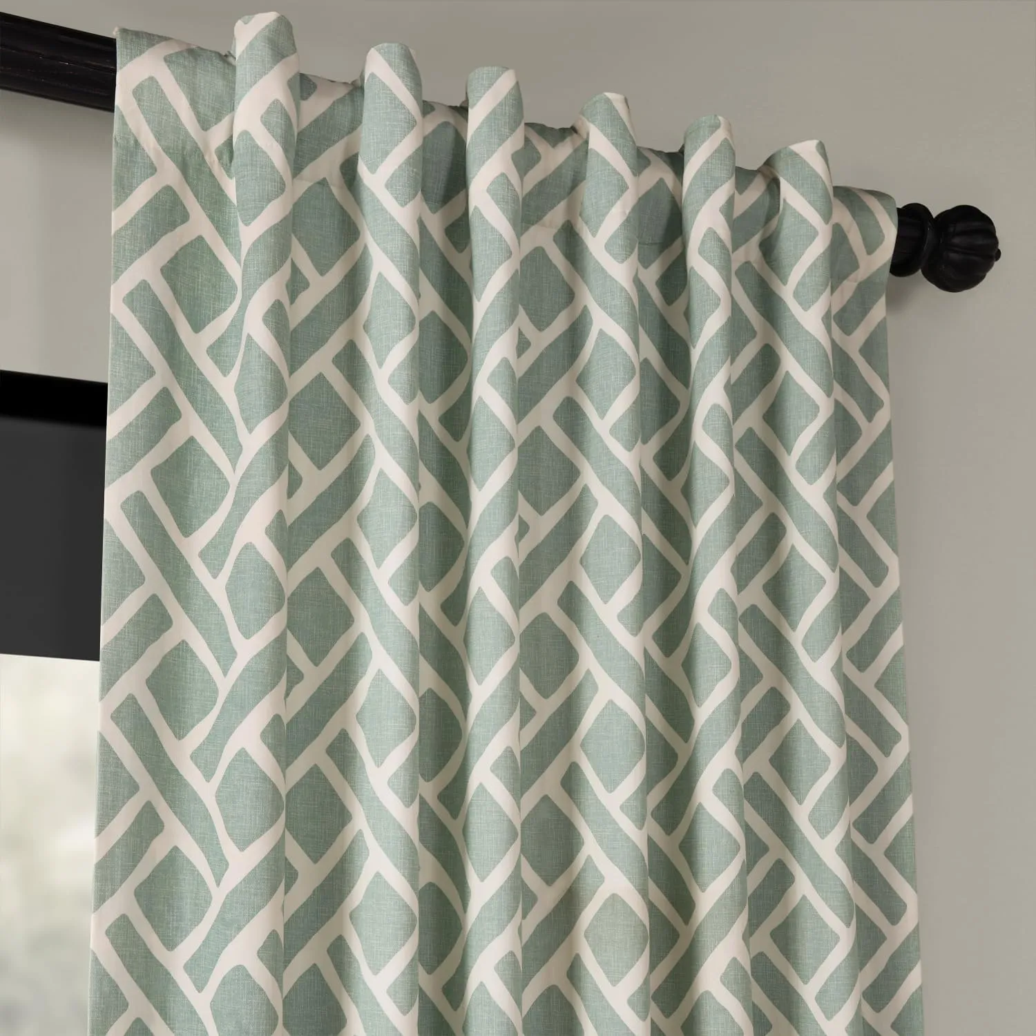 HPD Half Price Drapes Modern Geometric Printed Curtains Luxury Cotton Curtains 84 Inches Long (1 Panel) Room Darkening Curtains for Bedroom & Living Room, 50W x 84L, Crosshatch Geometrical Aqua