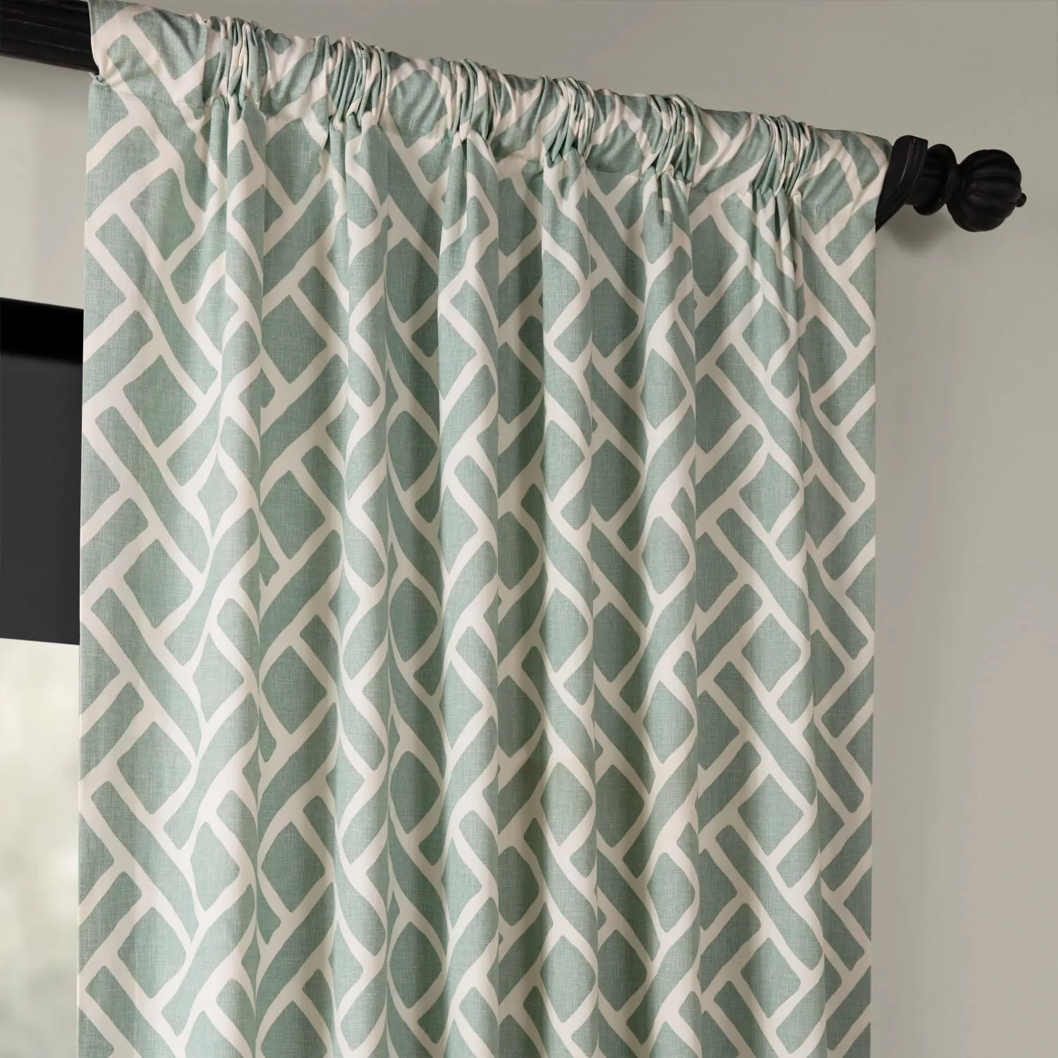 HPD Half Price Drapes Modern Geometric Printed Curtains Luxury Cotton Curtains 84 Inches Long (1 Panel) Room Darkening Curtains for Bedroom & Living Room, 50W x 84L, Crosshatch Geometrical Aqua