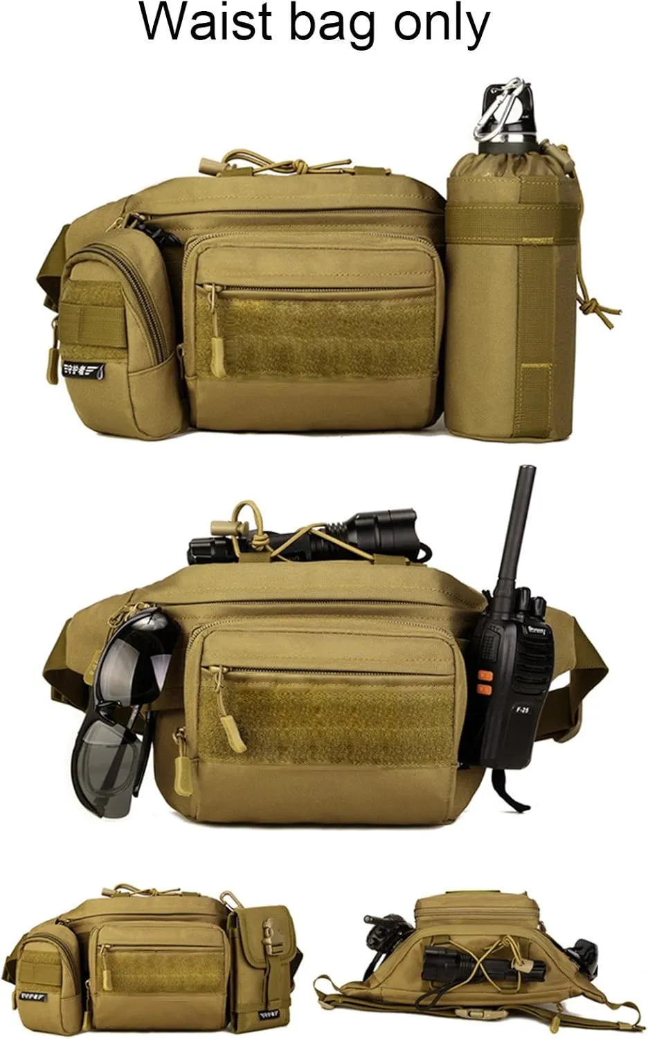 Huntvp Military Fanny Pack Tactical Waist Bag Pack Water-resistant Hip Belt Bag Pouch for Hiking Climbing Bumbag