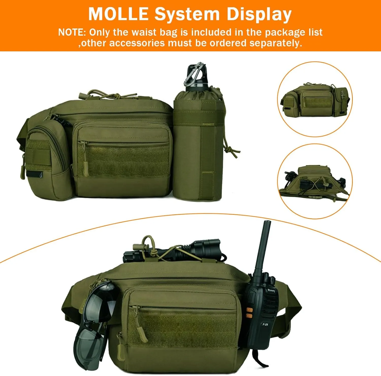 Huntvp Military Fanny Pack Tactical Waist Bag Pack Water-resistant Hip Belt Bag Pouch for Hiking Climbing Bumbag