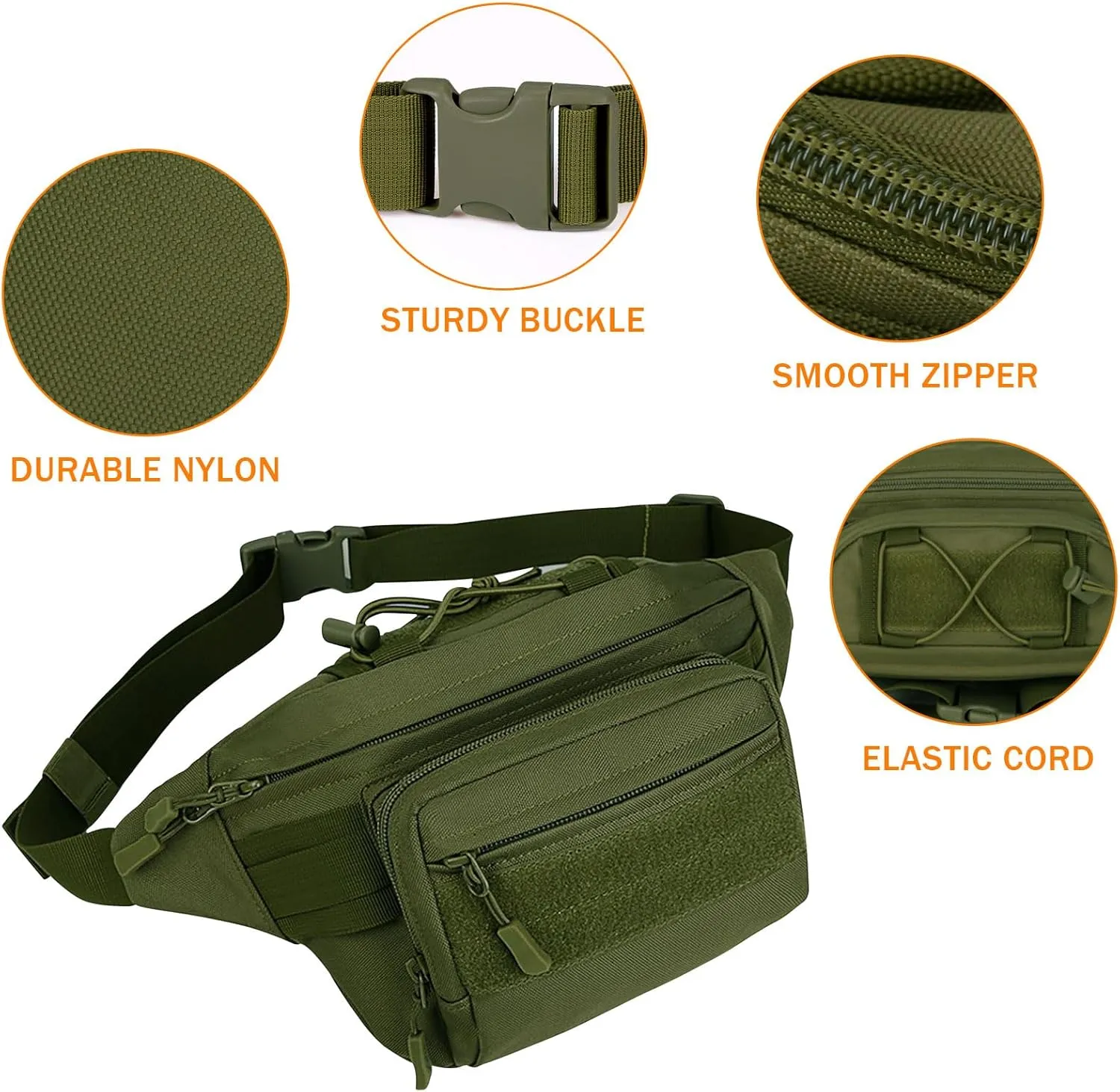 Huntvp Military Fanny Pack Tactical Waist Bag Pack Water-resistant Hip Belt Bag Pouch for Hiking Climbing Bumbag