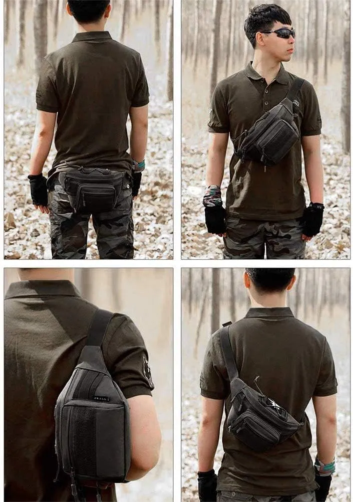 Huntvp Military Fanny Pack Tactical Waist Bag Pack Water-resistant Hip Belt Bag Pouch for Hiking Climbing Bumbag