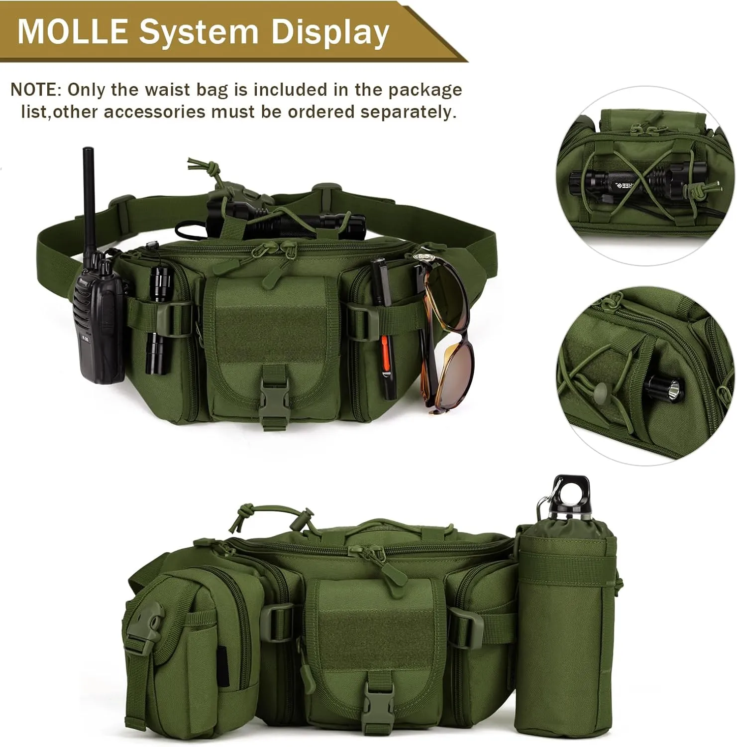 Huntvp Tactical Waist Pack Bag Military Fanny Packs WR Hip Belt Bag Pouch for Hiking Climbing Outdoor Bumbag