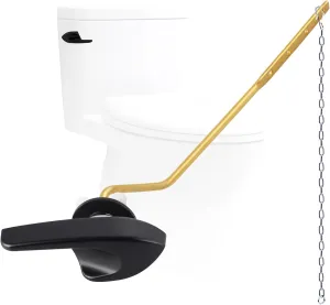 Hygie Rinse Metal Side Mount Toilet Handle Replacement Kit Compatible with Kohler K-GP30324-CP/Glacier Bay Toilet with 1pc Flapper Chain, Toilet Flusher Lever, Matteblack