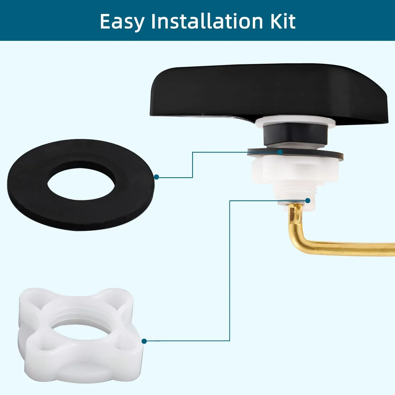 Hygie Rinse Metal Side Mount Toilet Handle Replacement Kit Compatible with Kohler K-GP30324-CP/Glacier Bay Toilet with 1pc Flapper Chain, Toilet Flusher Lever, Matteblack