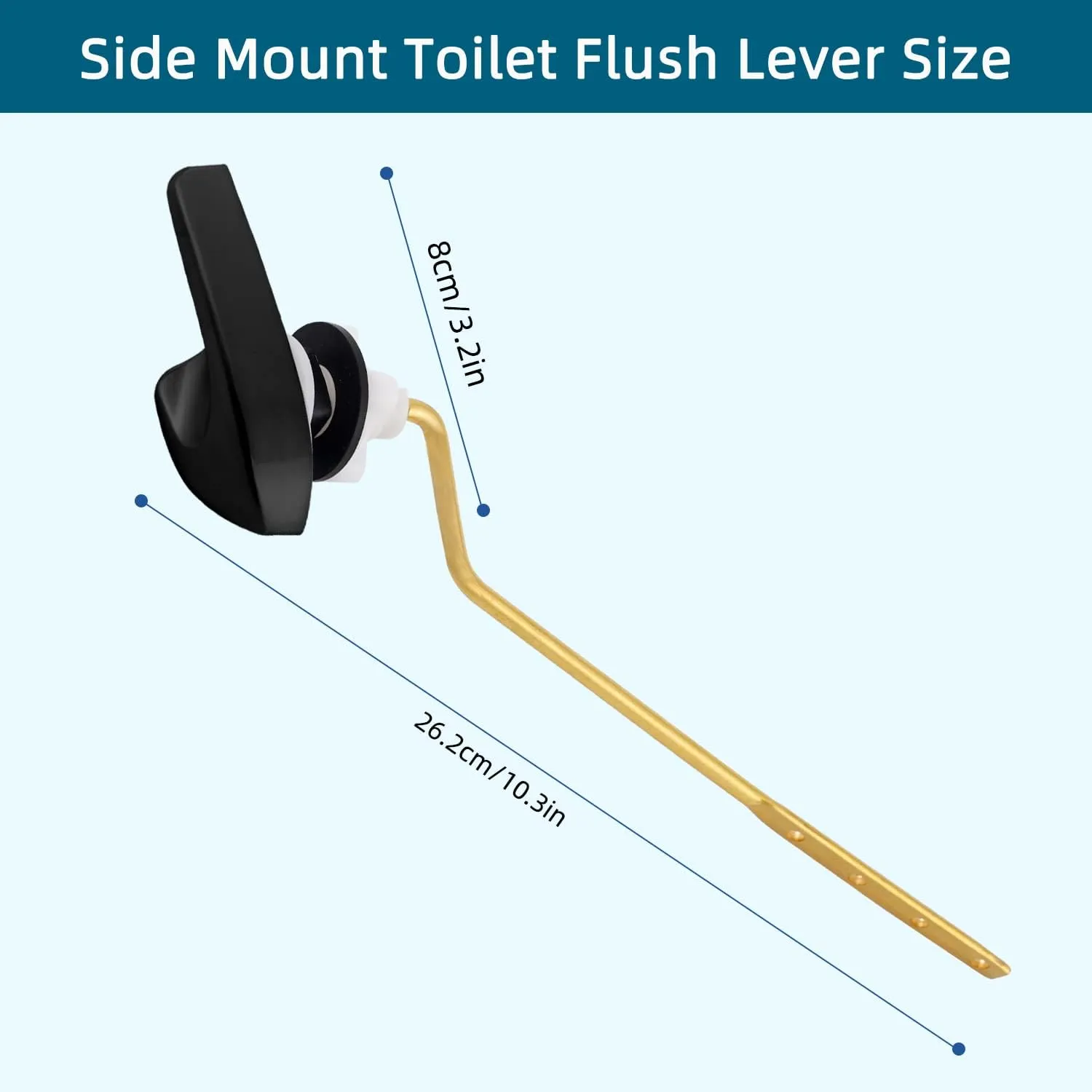 Hygie Rinse Metal Side Mount Toilet Handle Replacement Kit Compatible with Kohler K-GP30324-CP/Glacier Bay Toilet with 1pc Flapper Chain, Toilet Flusher Lever, Matteblack