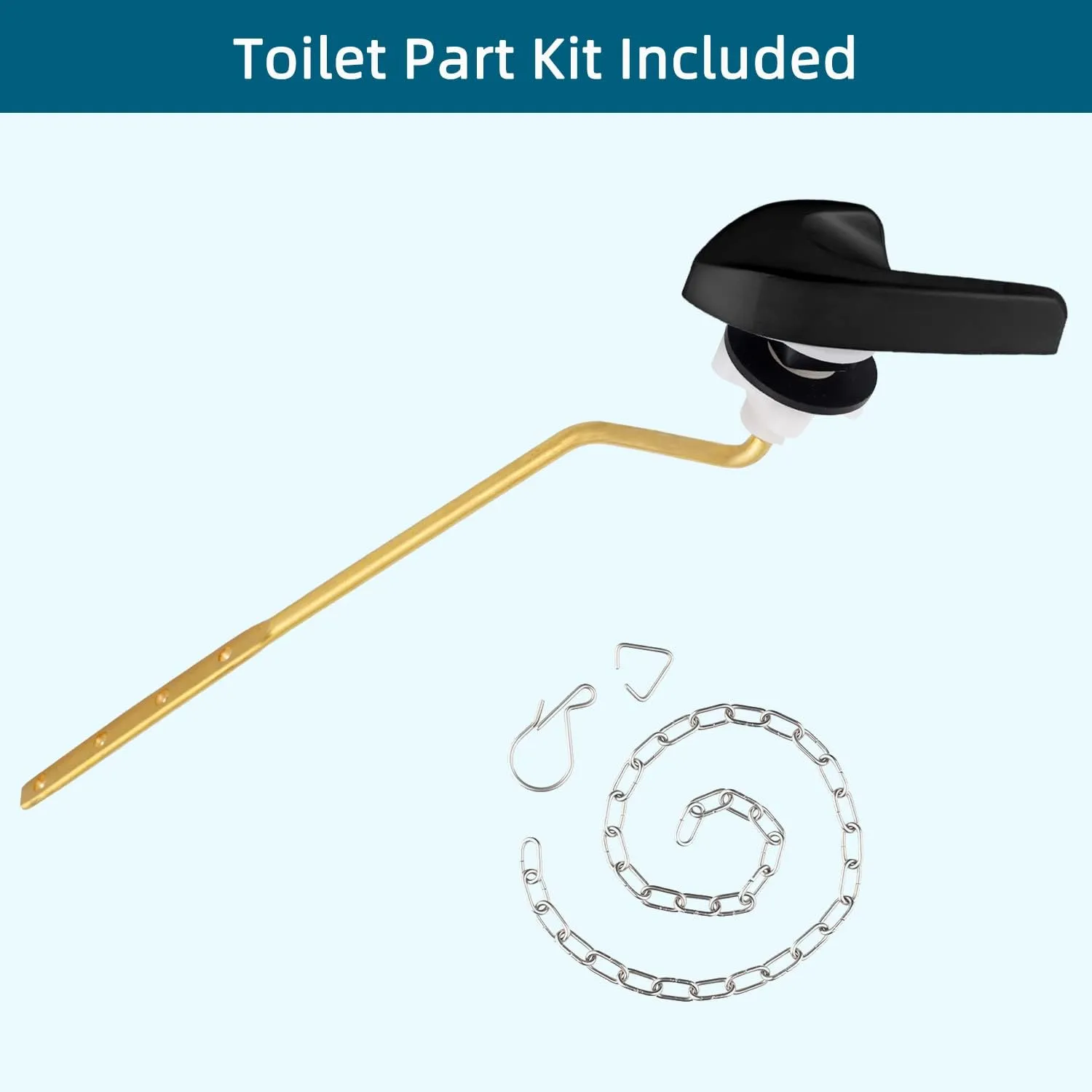 Hygie Rinse Metal Side Mount Toilet Handle Replacement Kit Compatible with Kohler K-GP30324-CP/Glacier Bay Toilet with 1pc Flapper Chain, Toilet Flusher Lever, Matteblack