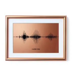 I Love You Soundwave Art - Bronze Visible Voice Print for 8th Wedding Anniversary for her or him, Wif Gift from Husband, Valentines Mothers Day Gift