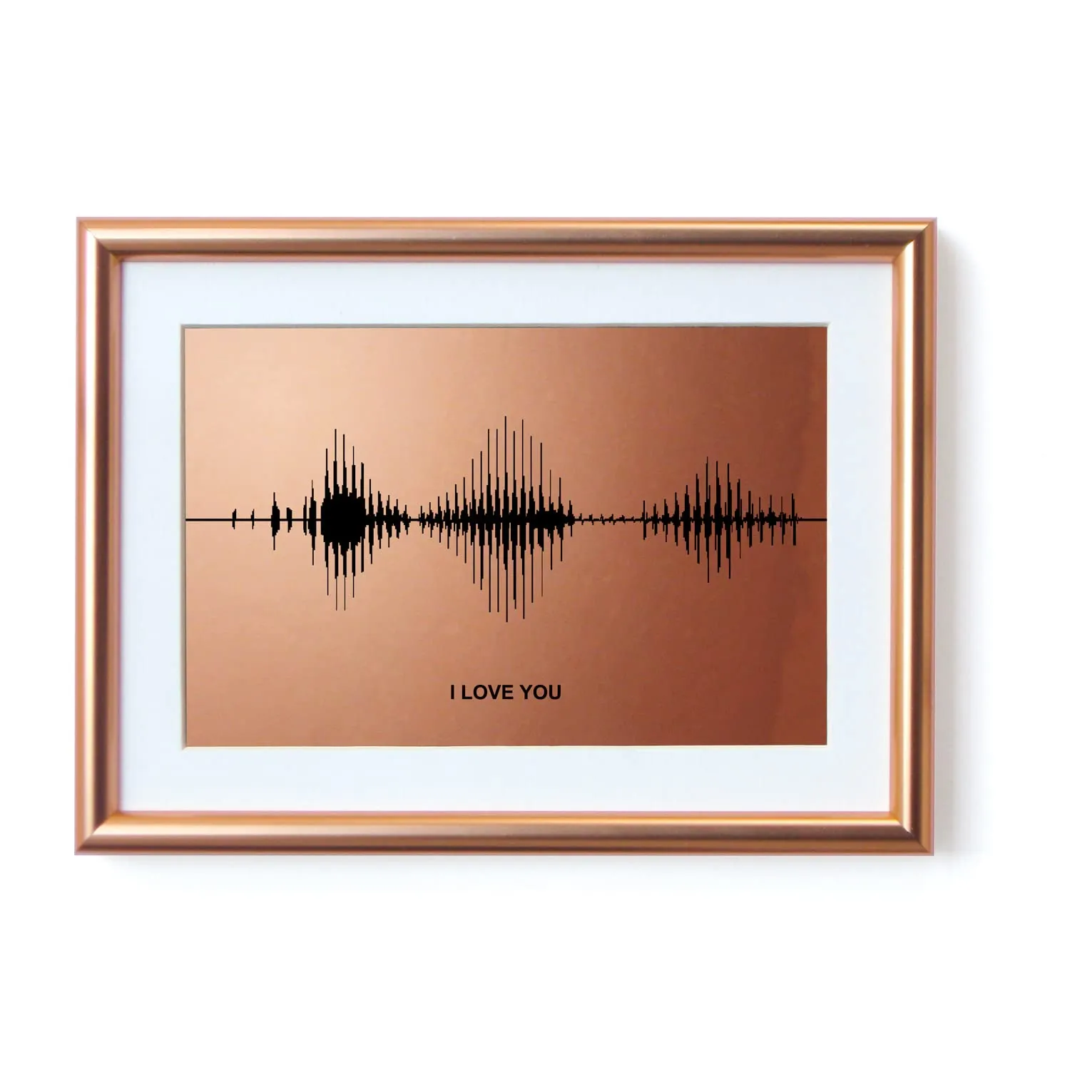 I Love You Soundwave Art - Bronze Visible Voice Print for 8th Wedding Anniversary for her or him, Wif Gift from Husband, Valentines Mothers Day Gift