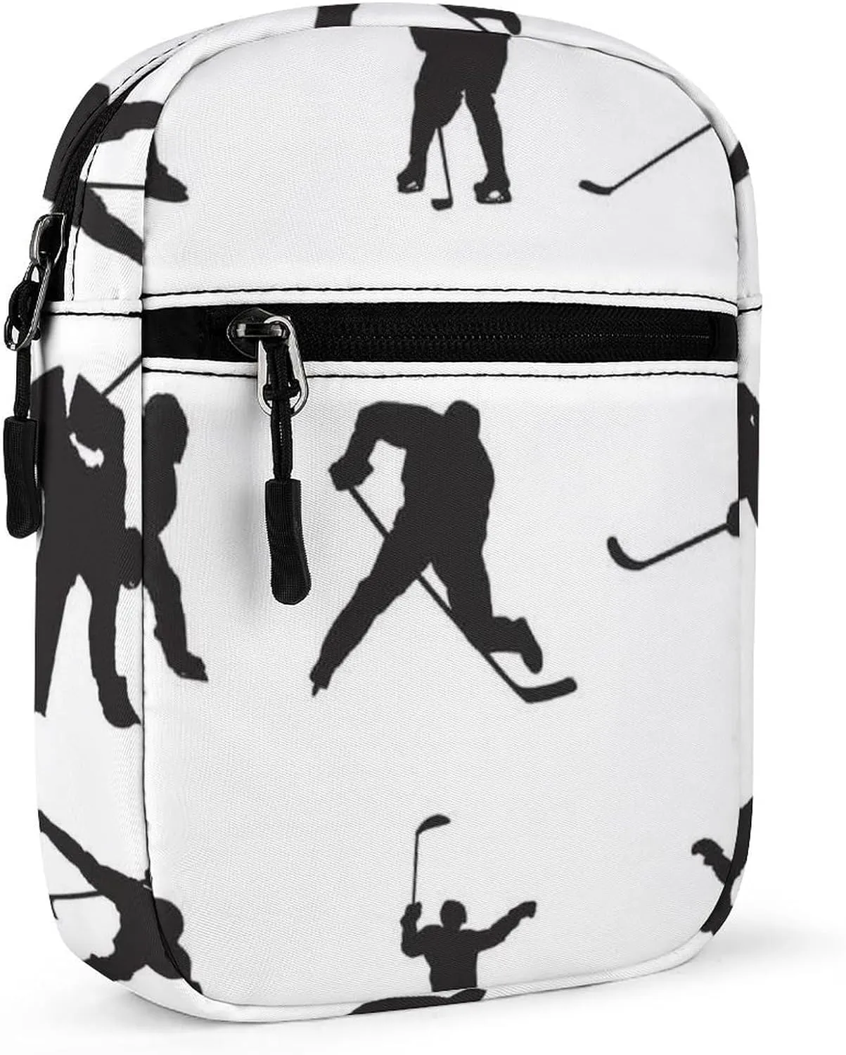 Ice Hockey Player Doing Different Actions Adjustable Fanny Waist Pack Pouch, Waterproof Crossbody Runners Bag Wallet for Gym Hiking Fitness Women Men 6.1 x 2.2 x 7.9 inch