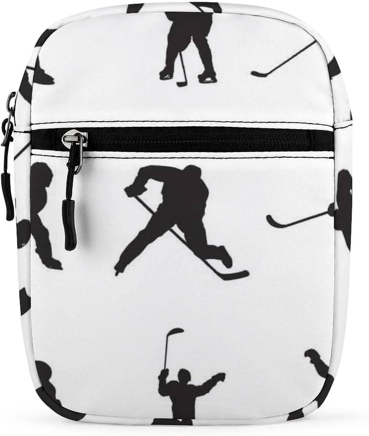 Ice Hockey Player Doing Different Actions Adjustable Fanny Waist Pack Pouch, Waterproof Crossbody Runners Bag Wallet for Gym Hiking Fitness Women Men 6.1 x 2.2 x 7.9 inch
