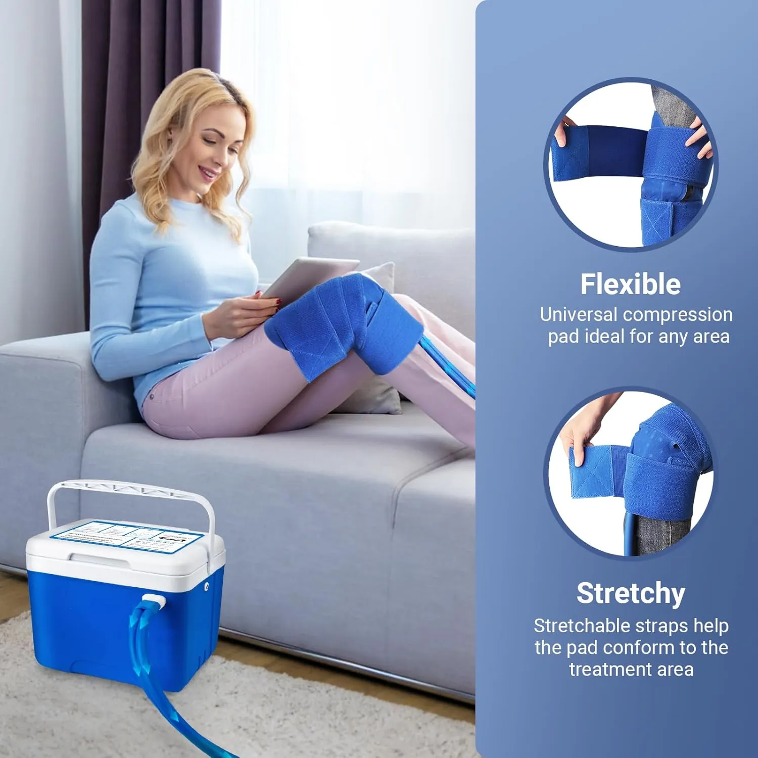 Ice Machine for Knee After Surgery with Digital Timer, Cold Therapy Machine 9 Quart Pain Relief Universal Cryotherapy System with Powerful Pump Compression Pad for Knee, Elbow, Ankle, Back