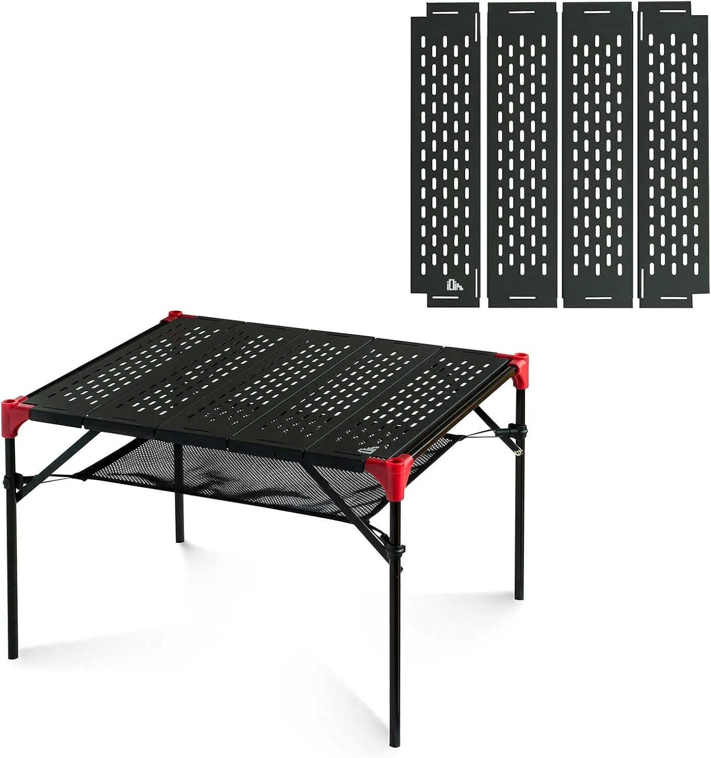 iClimb 1 Extendable Folding Table and 1 Pack Connecting Plates Bundle, Ultralight Compact for Adults Camping Backpacking Beach Concert BBQ Party
