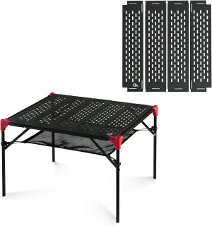 iClimb 1 Extendable Folding Table and 1 Pack Connecting Plates Bundle, Ultralight Compact for Adults Camping Backpacking Beach Concert BBQ Party