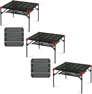 iClimb 3 Extendable Folding Table L and 2 Pack Connecting Plates Bundle, Ultralight Compact for Many People Camping Backpacking Beach Concert BBQ Party