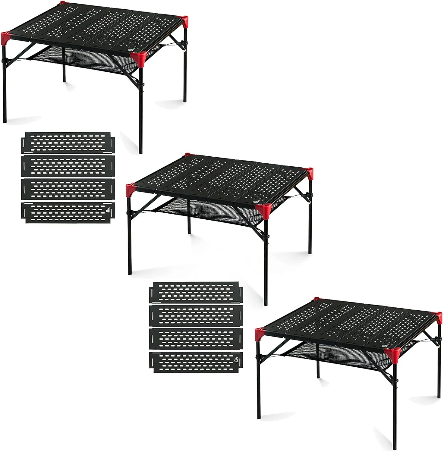 iClimb 3 Extendable Folding Table L and 2 Pack Connecting Plates Bundle, Ultralight Compact for Many People Camping Backpacking Beach Concert BBQ Party
