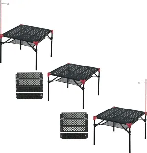 iClimb 3 Extendable Folding Table S and 2 Pack Connecting Plates and 2 Lantern Hanger Bundle, Ultralight Compact for Many People Camping Backpacking Beach Concert BBQ Party