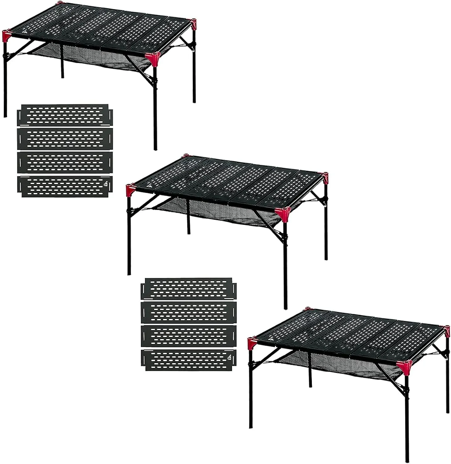 iClimb 3 Extendable Folding Table XL and 2 Pack Connecting Plates Bundle, Ultralight Compact for Many People Camping Backpacking Beach Concert BBQ Party