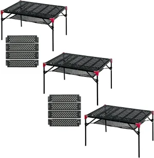 iClimb 3 Extendable Folding Table XL and 2 Pack Connecting Plates Bundle, Ultralight Compact for Many People Camping Backpacking Beach Concert BBQ Party