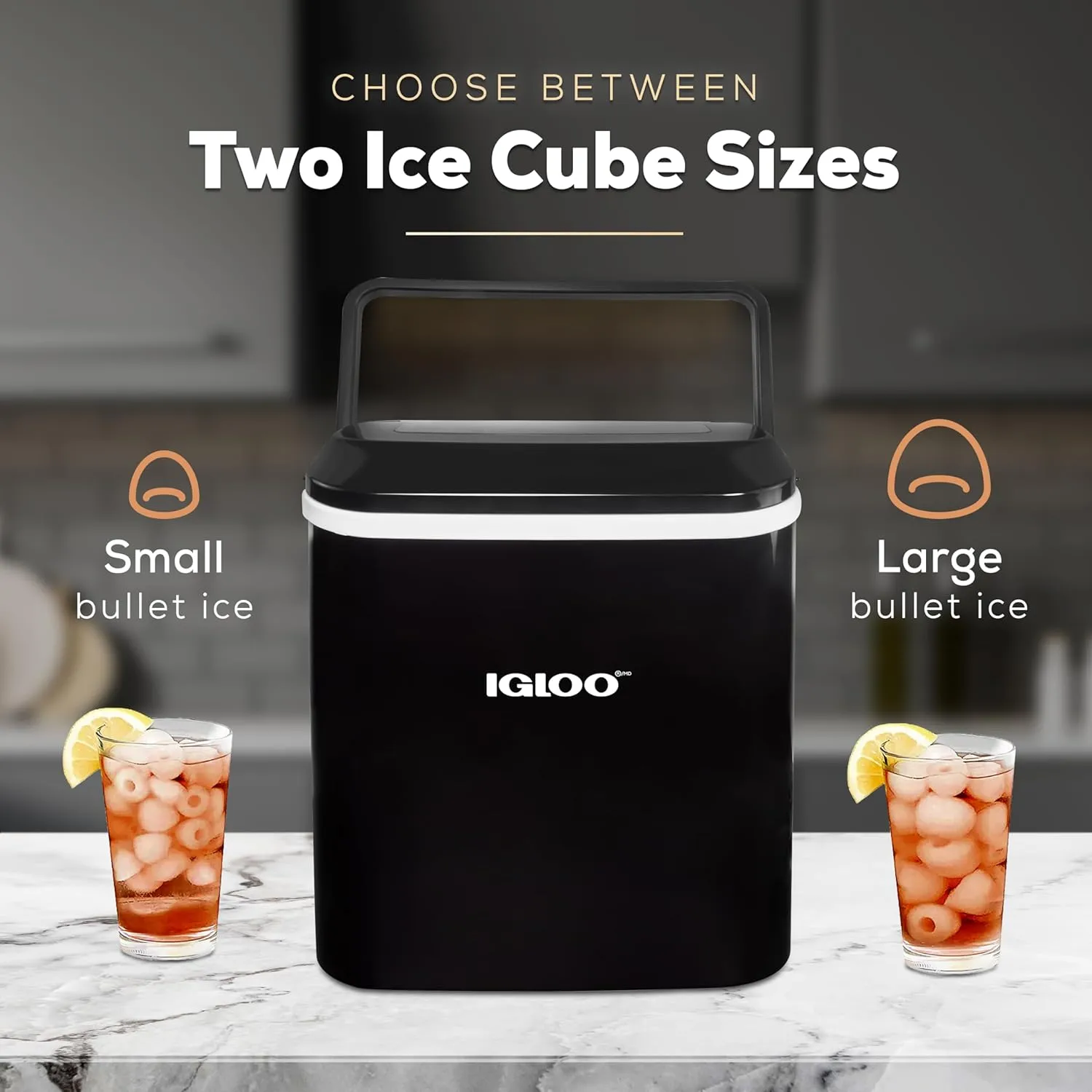 Igloo Premium Self-Cleaning Countertop Ice Maker Machine, Handled Portable Ice Maker, Produces 26 lbs. in 24 hrs. with Ice Cubes Ready in 6-8 Minutes, Comes with Ice Scoop and Basket