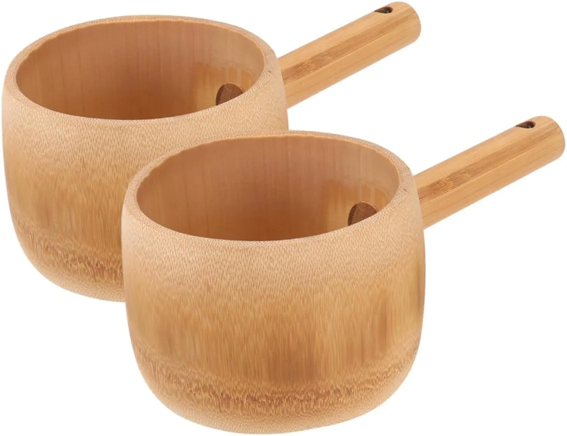 IMIKEYA 2pc Bamboo Water Ladle Long Handle Garden Water Scoop Kitchen Gadget Wear-resistant Soup Ladle
