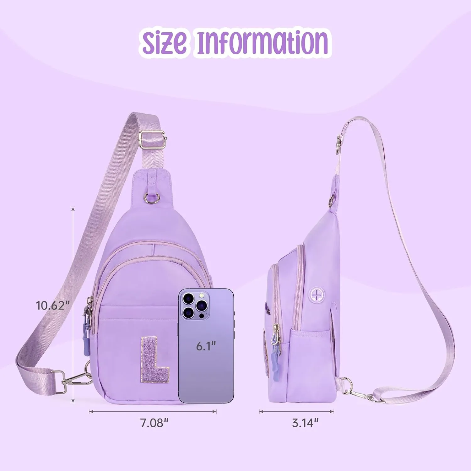 Initial Fanny Pack for Teen Girls Cute Crossbody Bag Sling Purse Personalized Gift for Tween Girl Kids 6-14 Years Old