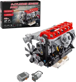 Inline 6-Cylinder SOHC Turbocharged Engine Building Blocks and Construction Toy, Collectible Technology-Themed Model to Build and Display, Great Gift for Birthdays, Christmas (2013 PCS)