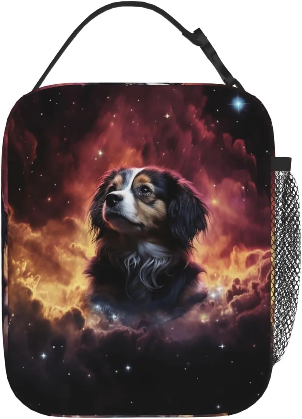 Insulated Lunch Bag for Women Men Portable Reusable Lunch Box There is a dog in the middle of the interstellar nebula Lunch Tote Bag for Work Picnic Travel