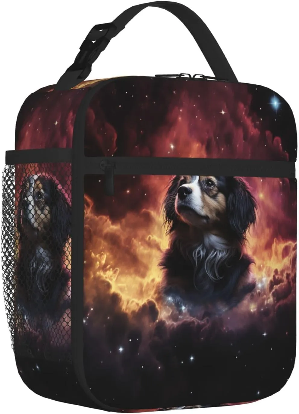 Insulated Lunch Bag for Women Men Portable Reusable Lunch Box There is a dog in the middle of the interstellar nebula Lunch Tote Bag for Work Picnic Travel