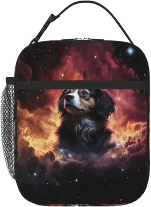 Insulated Lunch Bag for Women Men Portable Reusable Lunch Box There is a dog in the middle of the interstellar nebula Lunch Tote Bag for Work Picnic Travel
