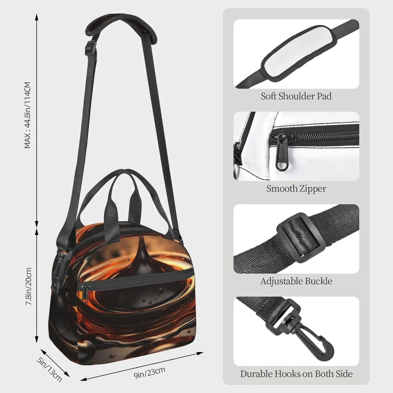 Insulated Lunch Bag Lunch Box for Men Women Orange Water Droplets Lunchbox Lunch Tote Bag for Picnic Working