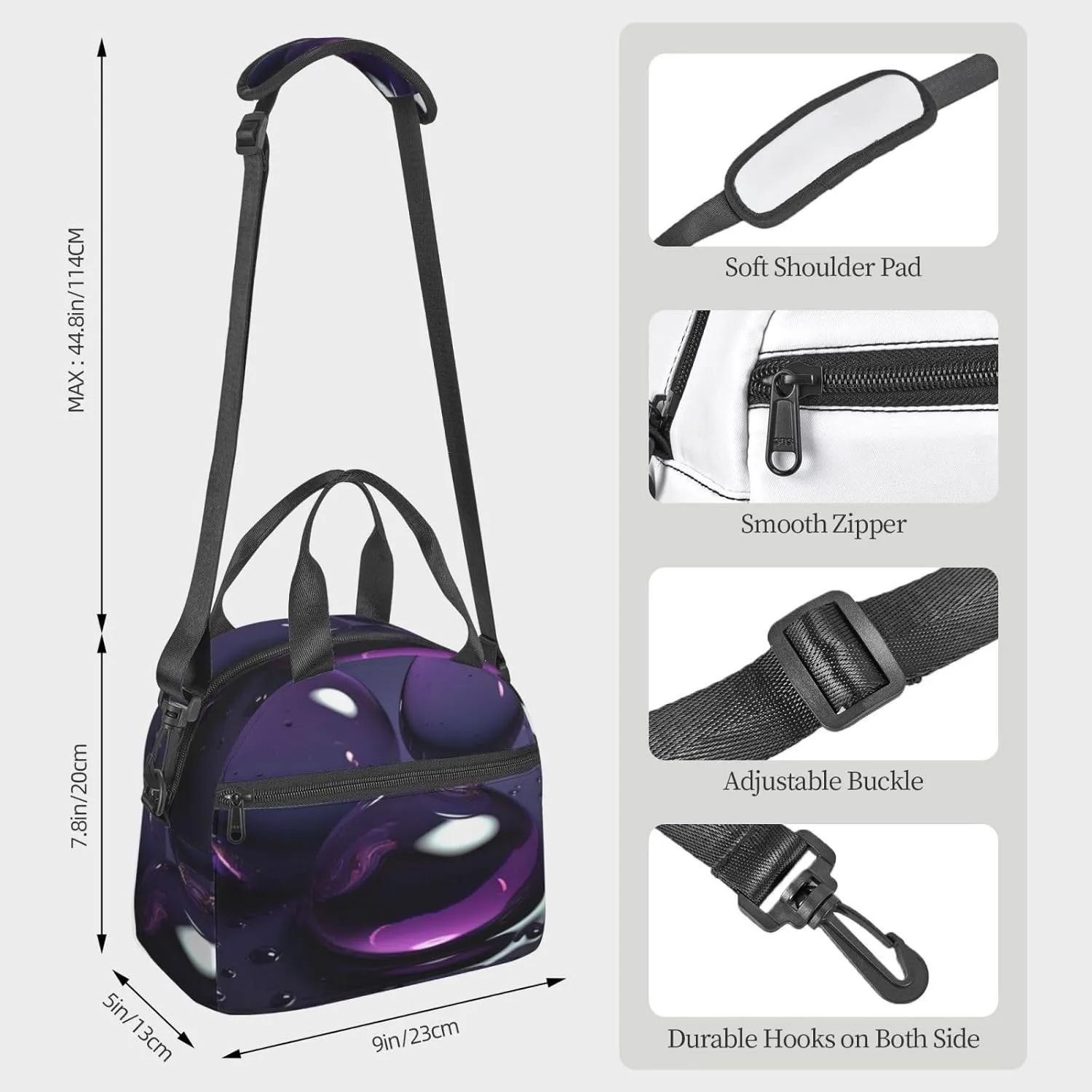 Insulated Lunch Bag Lunch Box for Men Women Water Droplets Lunchbox Lunch Tote Bag for Picnic Working