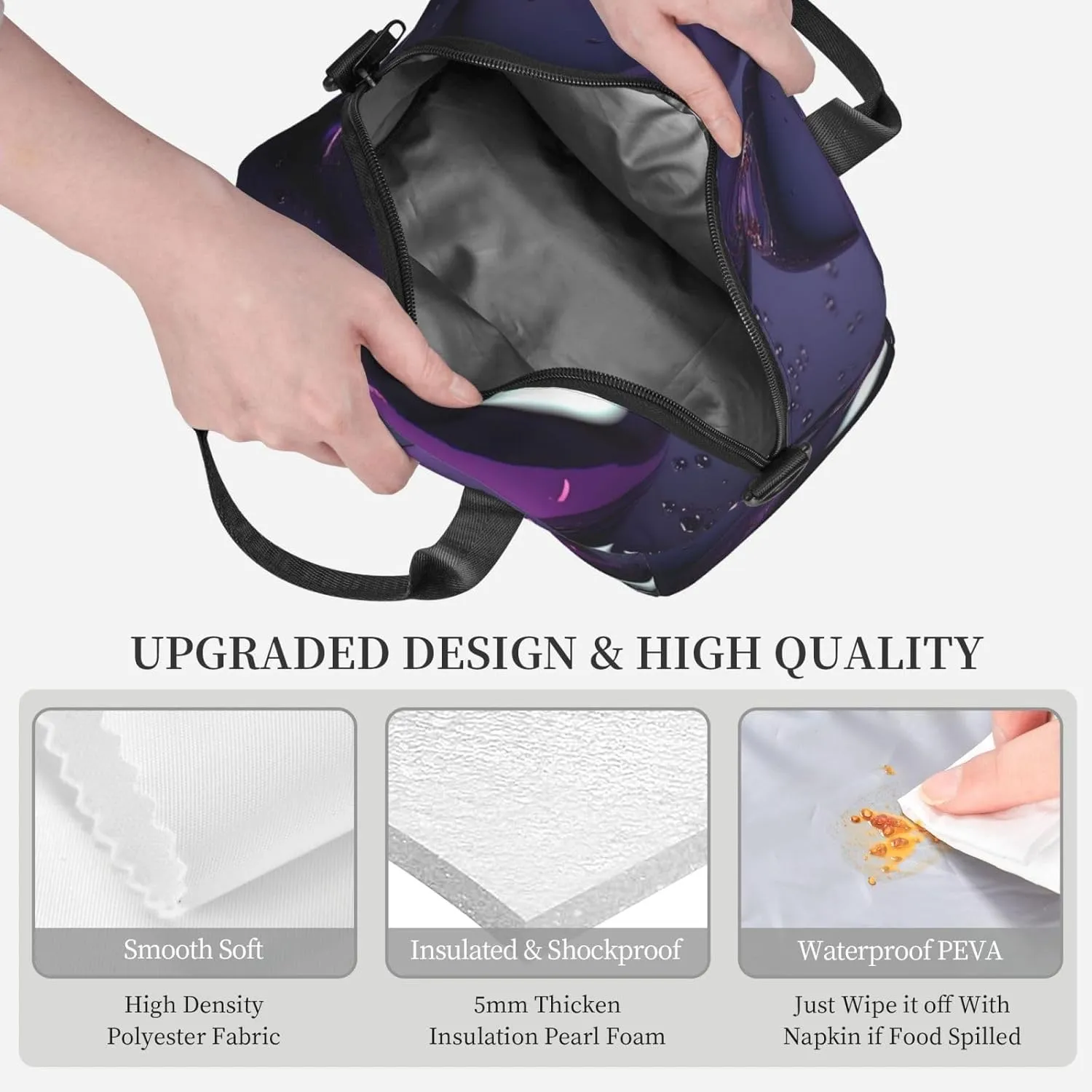 Insulated Lunch Bag Lunch Box for Men Women Water Droplets Lunchbox Lunch Tote Bag for Picnic Working