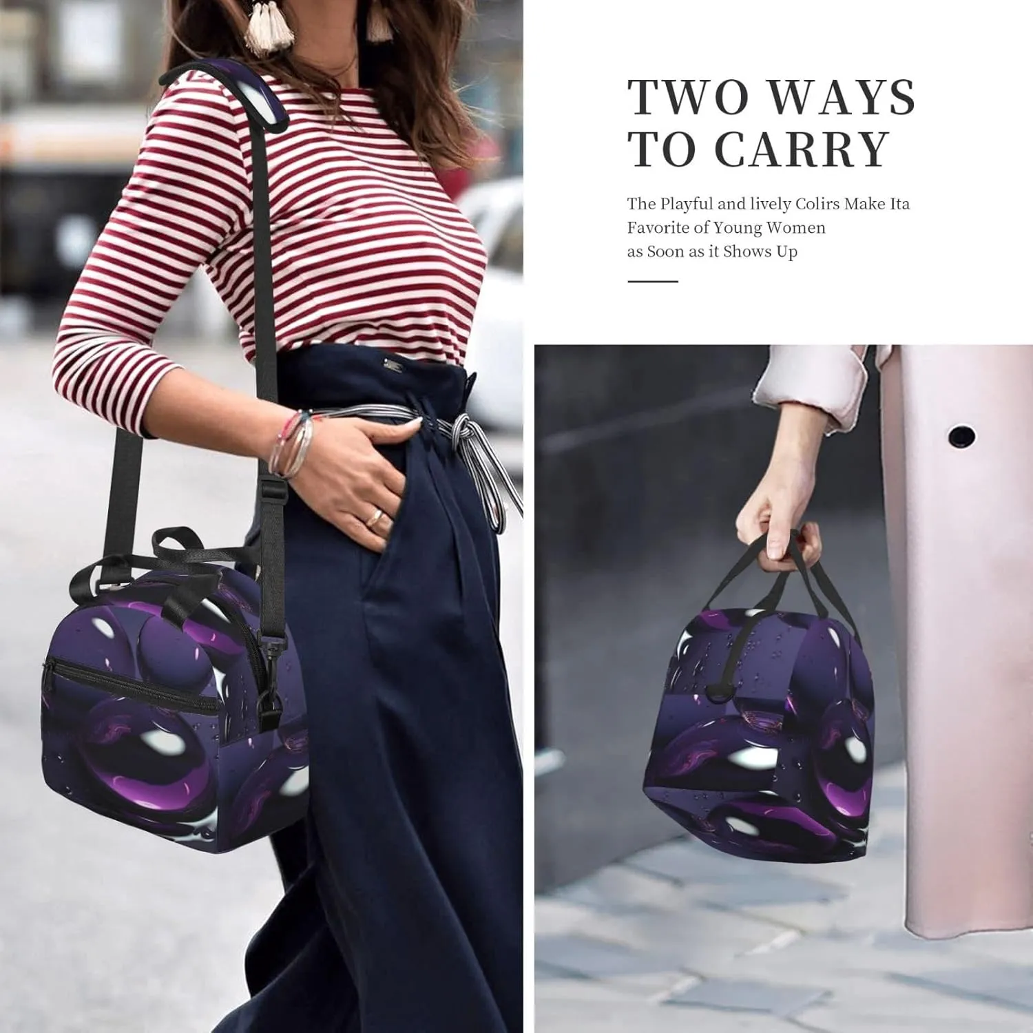 Insulated Lunch Bag Lunch Box for Men Women Water Droplets Lunchbox Lunch Tote Bag for Picnic Working