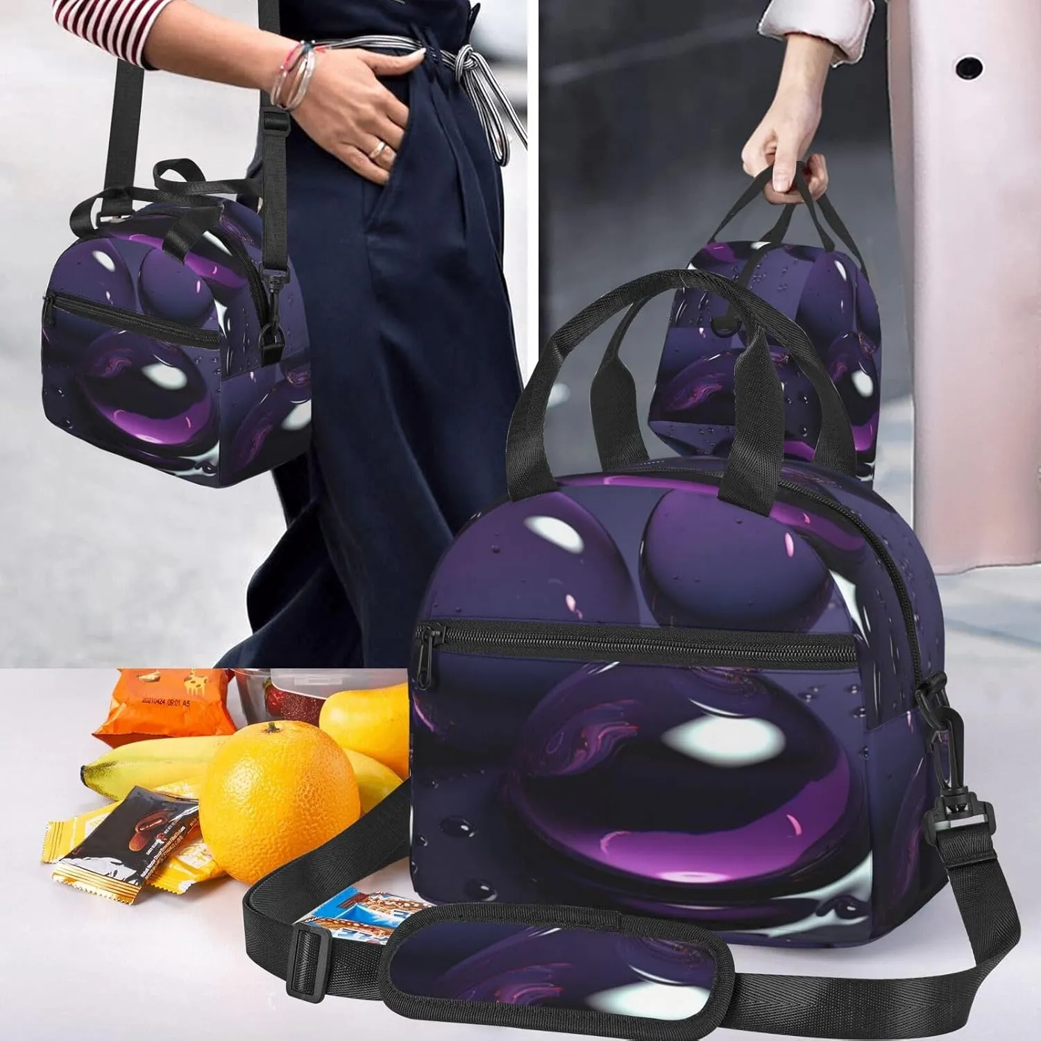 Insulated Lunch Bag Lunch Box for Men Women Water Droplets Lunchbox Lunch Tote Bag for Picnic Working