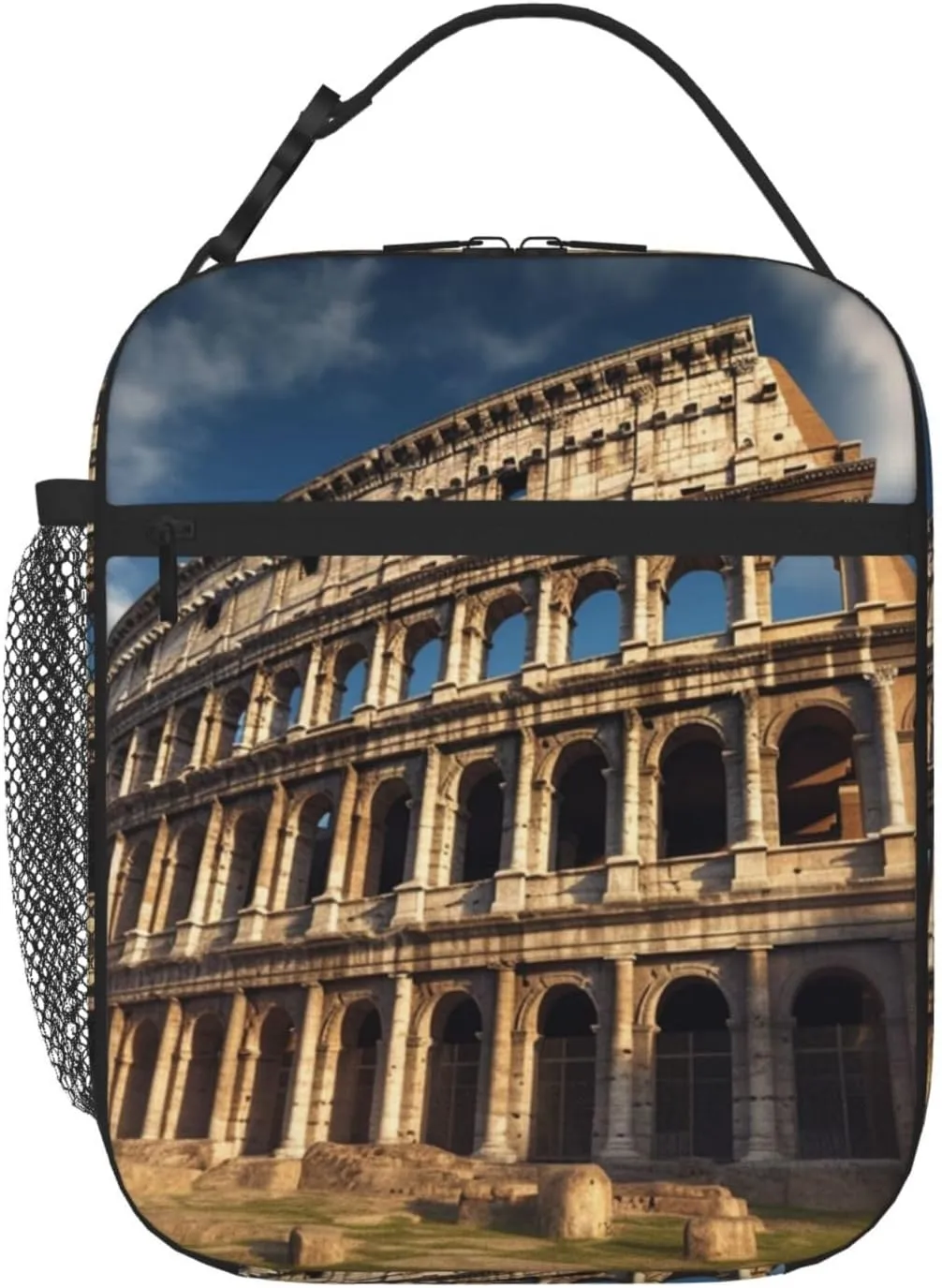 Insulated Lunch Bag Lunch Box for Women Ancient architecture Lunch Box with Side Pocket Durable Reusable Lunch Tote bag