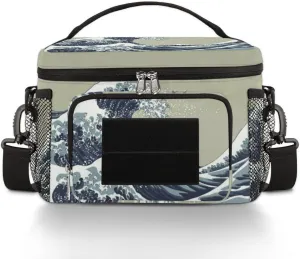 Insulated Lunch Bag Women/Men,With Side Pockets And Shoulder Strap,Lunch Cooler Bag Lunch Cooler for Women Men Work-Kanagawa Surf Lane
